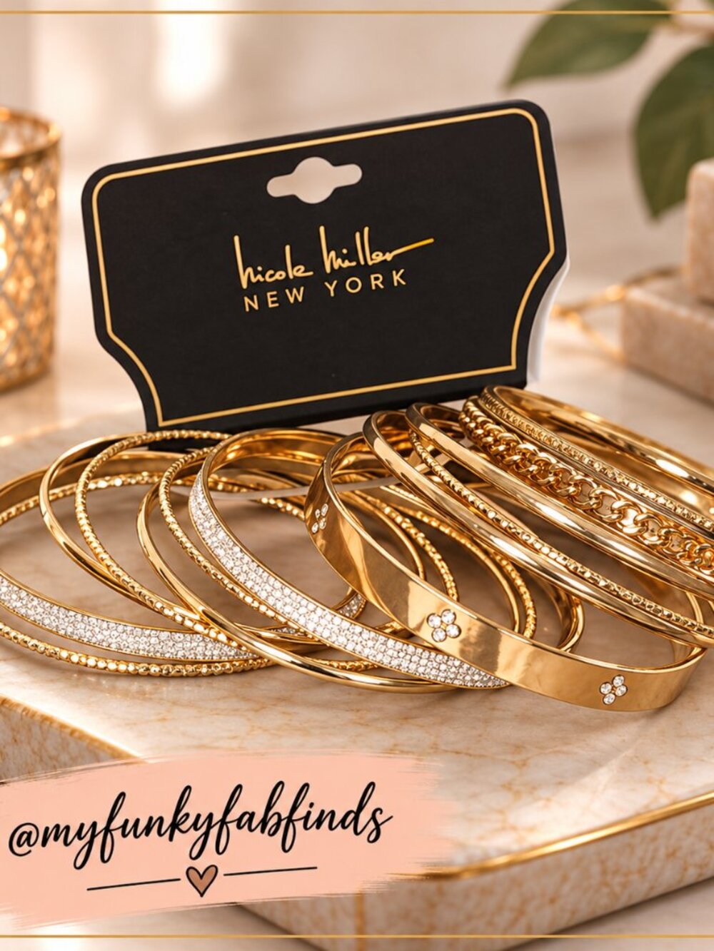 Nicole Miller New York Gold Bangle Bracelet Stack – 14-Piece Set